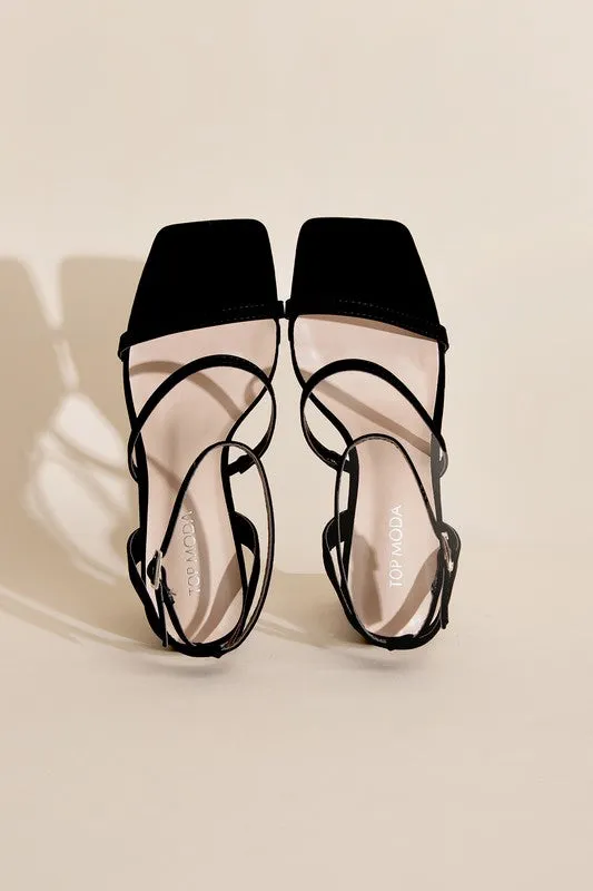 Nina Triple Strap Square Toe High Heel Sandals