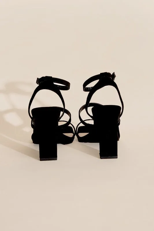 Nina Triple Strap Square Toe High Heel Sandals