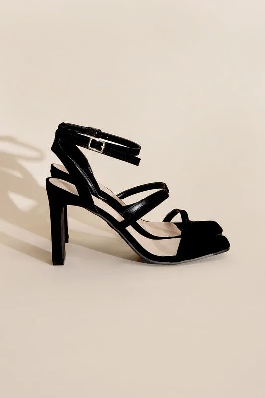 Nina Triple Strap Square Toe High Heel Sandals