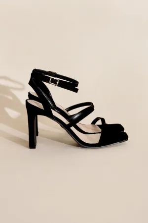 Nina Triple Strap Square Toe High Heel Sandals