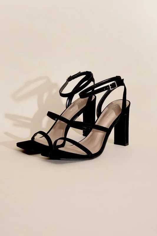 Nina Triple Strap Square Toe High Heel Sandals
