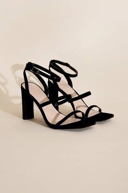 Nina Triple Strap Square Toe High Heel Sandals