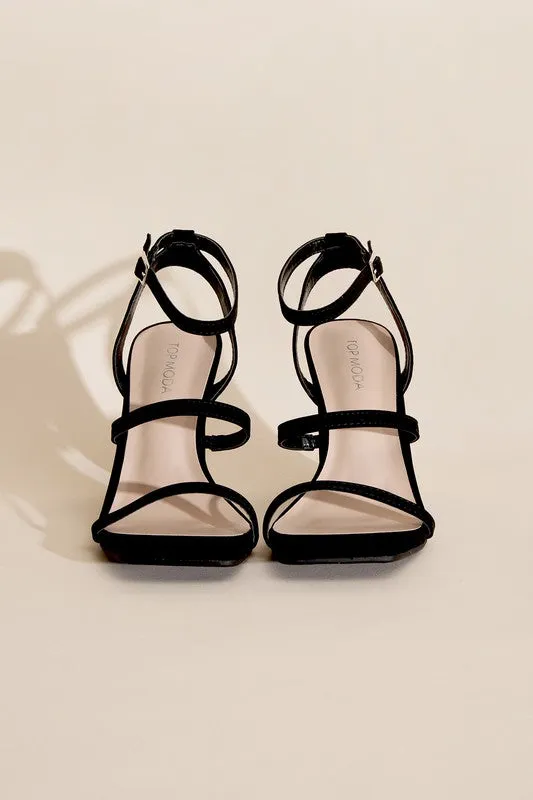 Nina Triple Strap Square Toe High Heel Sandals