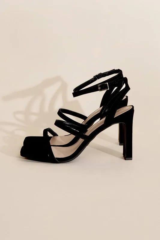 Nina Triple Strap Square Toe High Heel Sandals