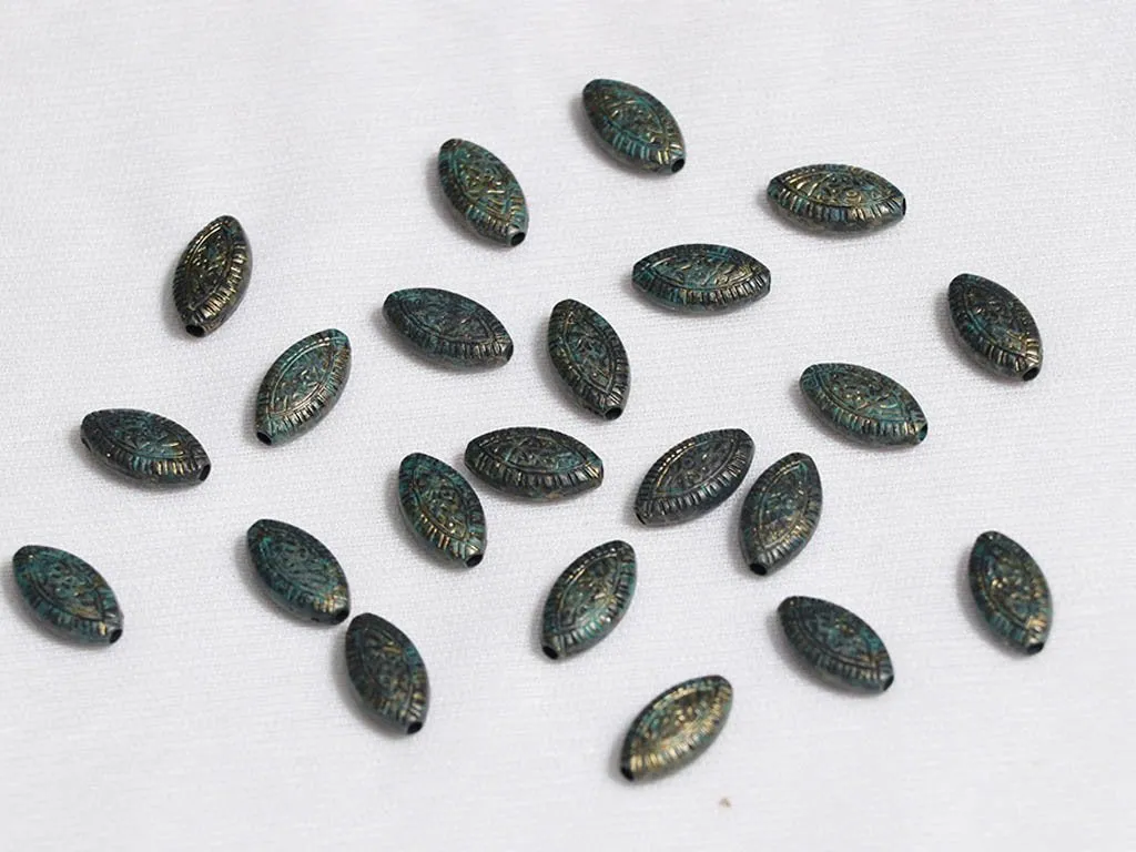 Oxidized Silver Oval Plastic Beads - 15x7 mm