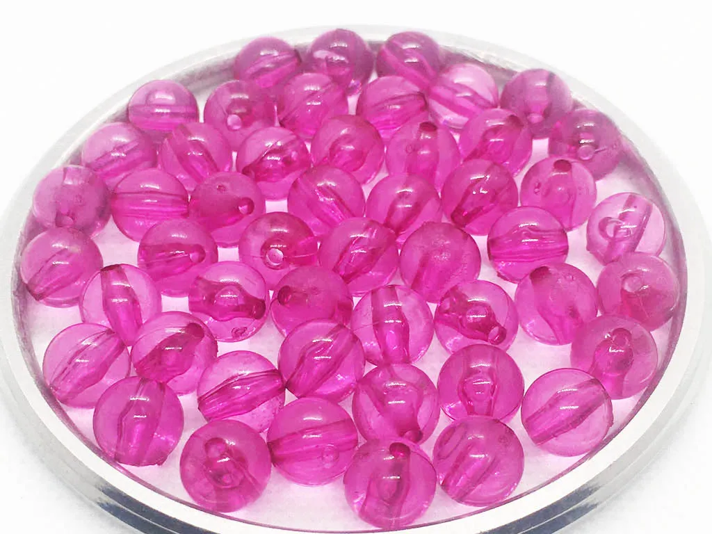 Pink Circular Plastic Beads- 8 mm