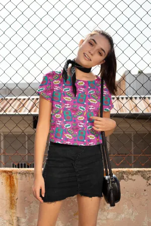 Retro Pop Art Print Crop Top