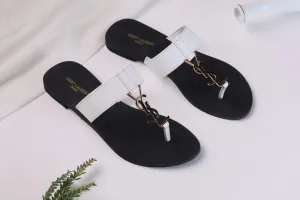 SAINT LAURENT CASSANDRA SLIPPER - WHITE