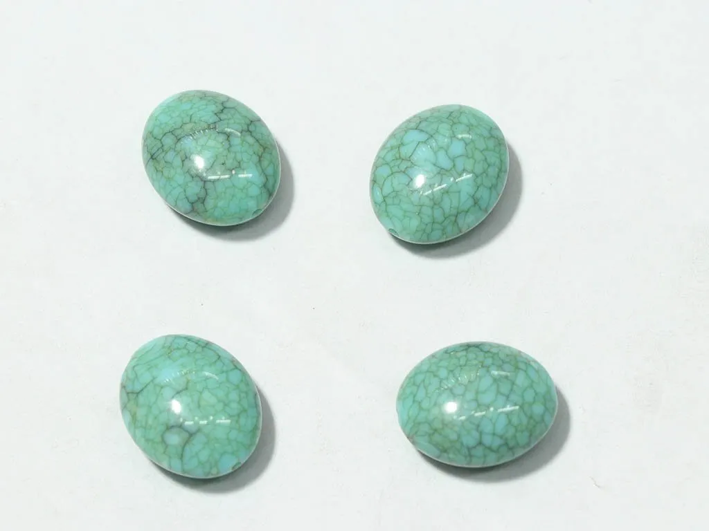 Sky Blue Designer Oval Plastic Beads - 28x24 mm