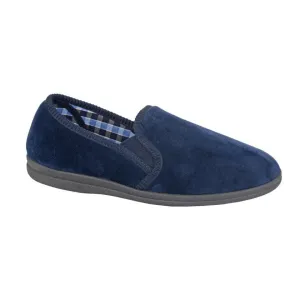 Sleepers MS337NC Wilson Mens Navy Plush Velour Slippers