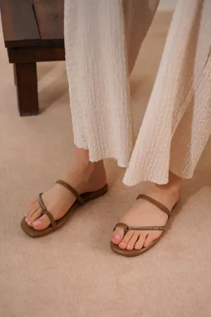 SLIDES WITH CRYSTAL STRAP