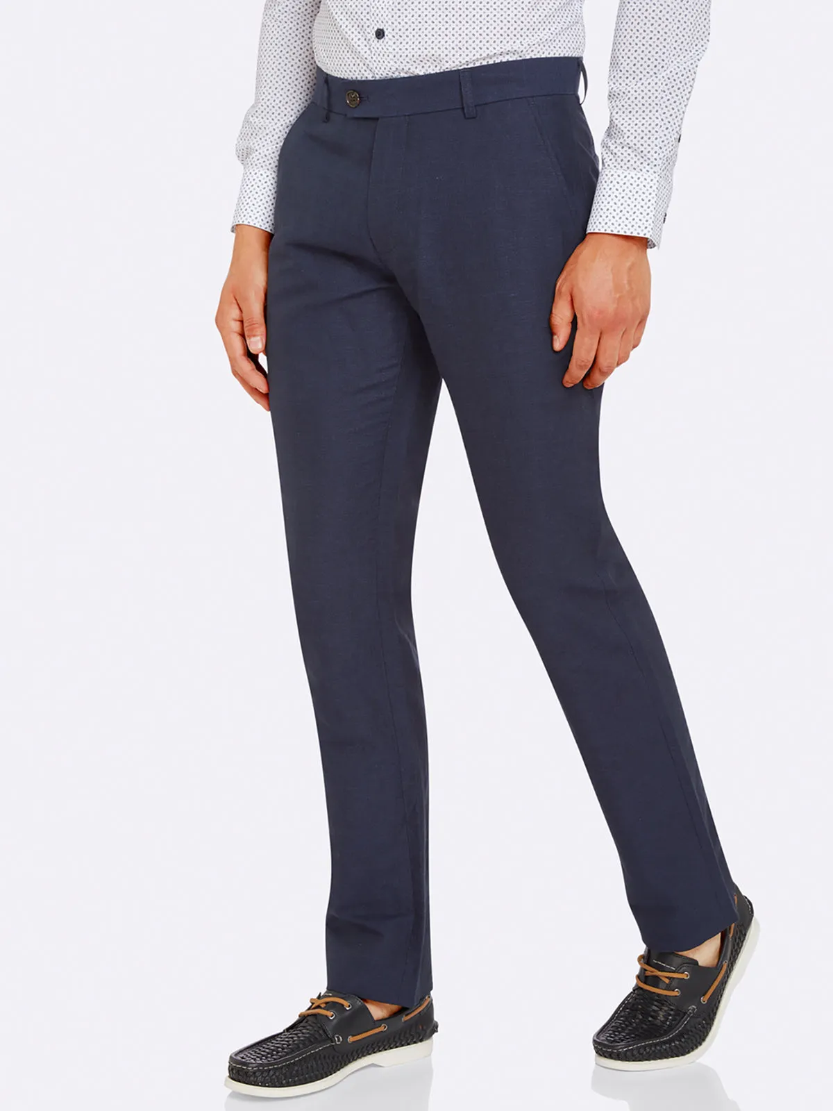Slim Leg Cotton Linen Trousers