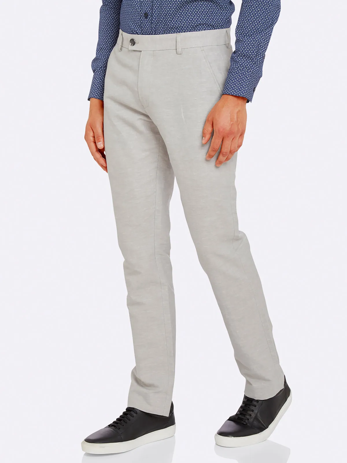 Slim Leg Cotton Linen Trousers