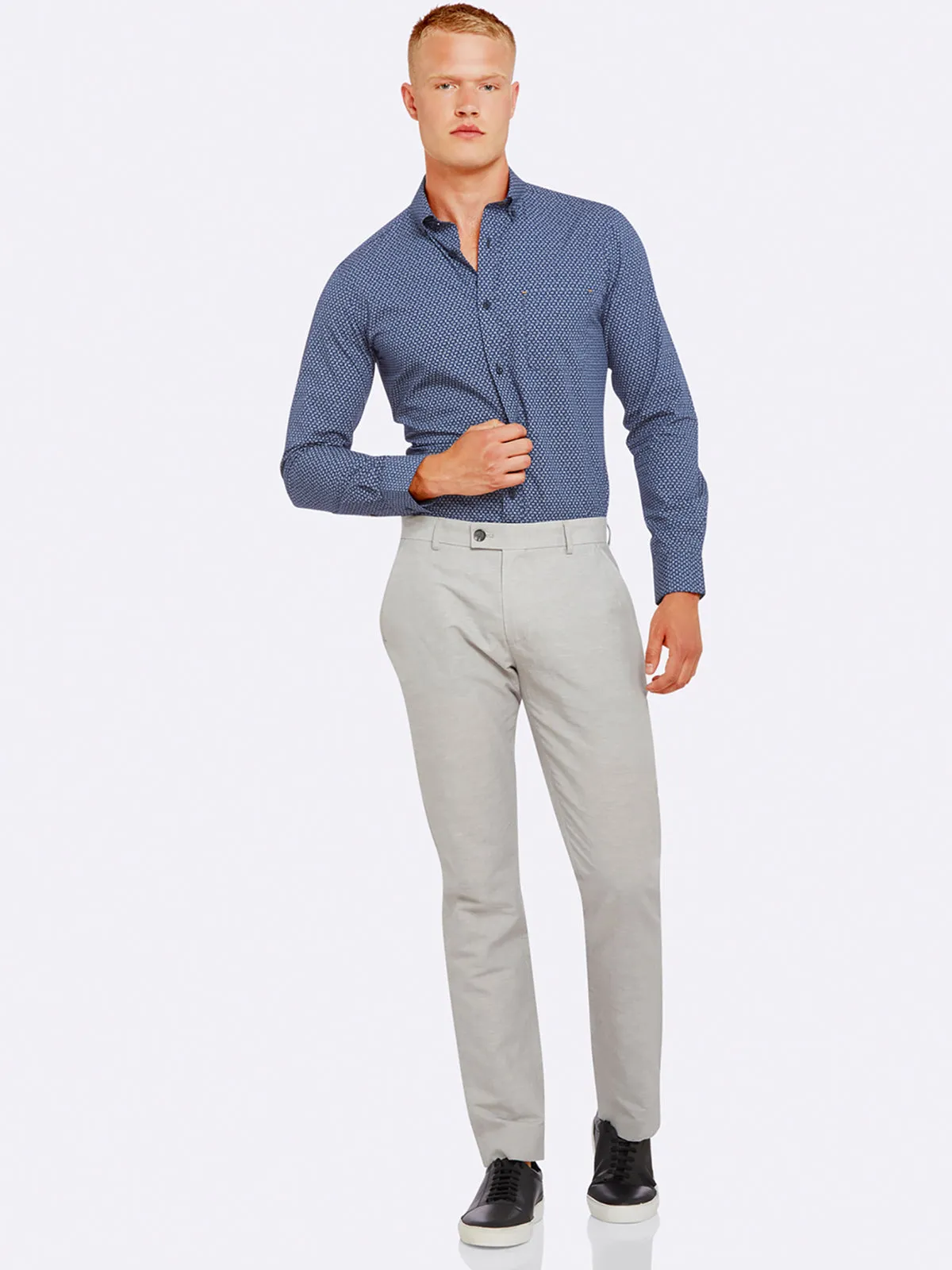 Slim Leg Cotton Linen Trousers