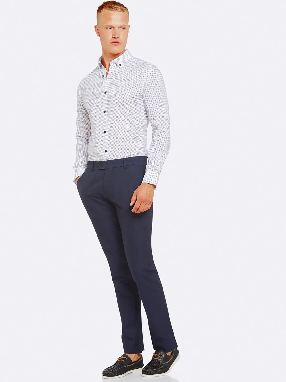 Slim Leg Cotton Linen Trousers