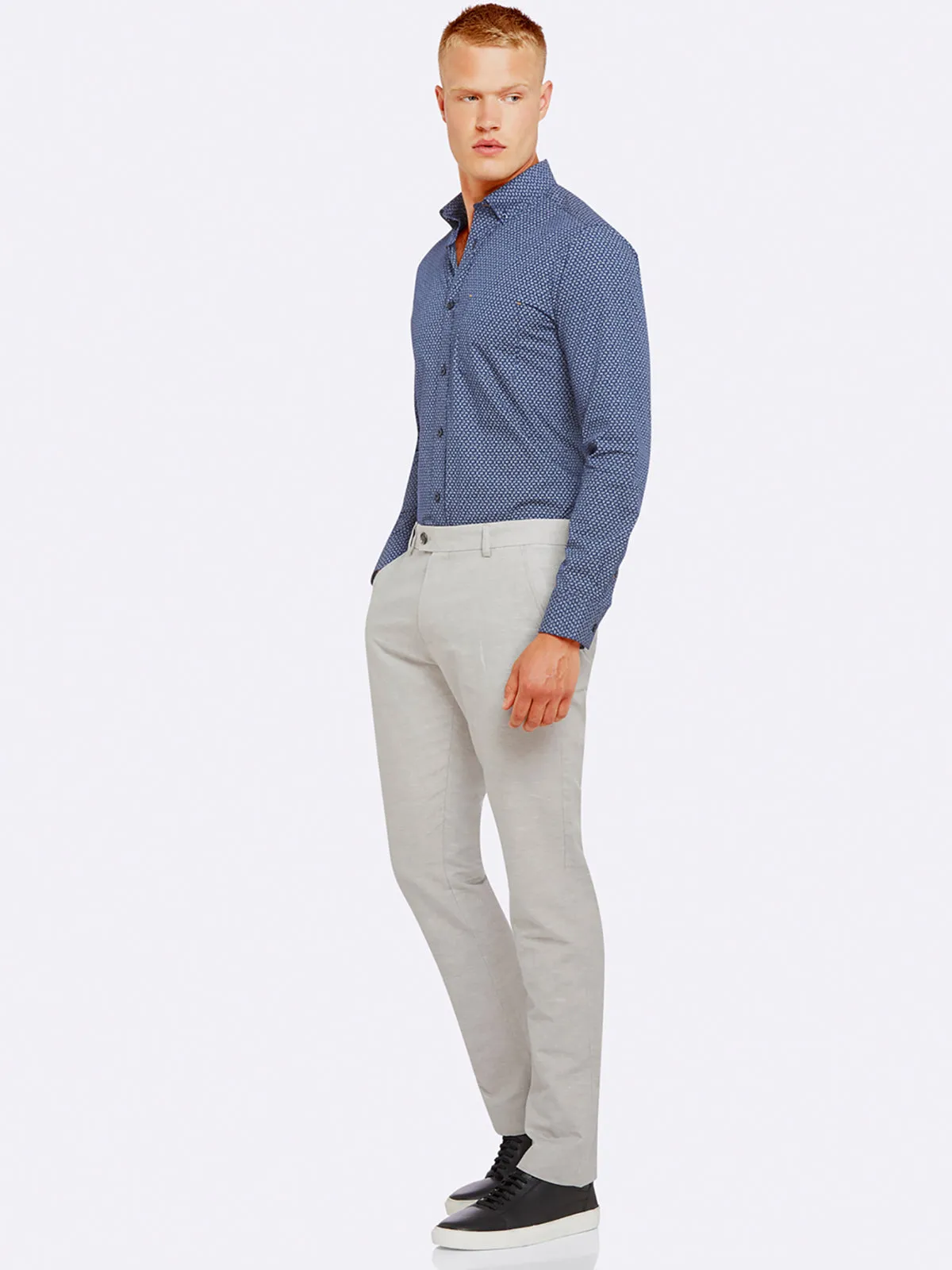 Slim Leg Cotton Linen Trousers