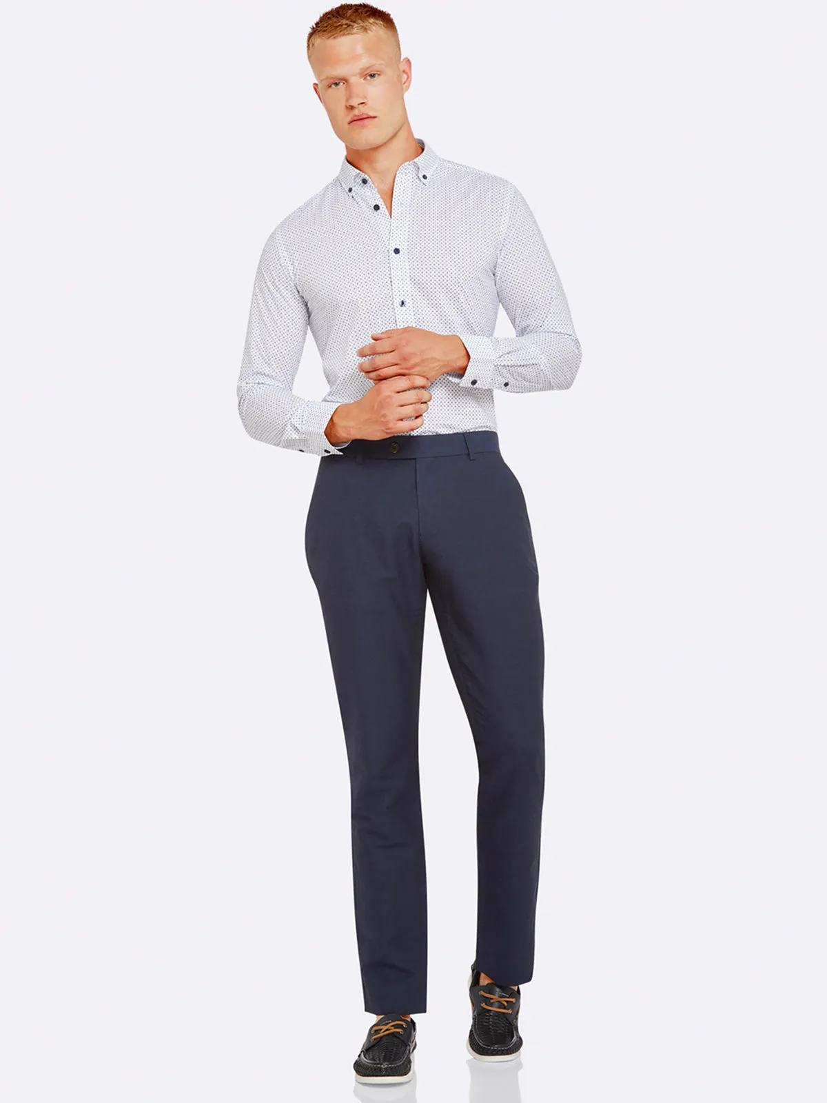 Slim Leg Cotton Linen Trousers