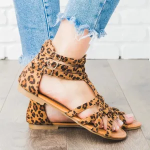 Strappy Gladiator Criss-cross Front Back Zippers Sandals