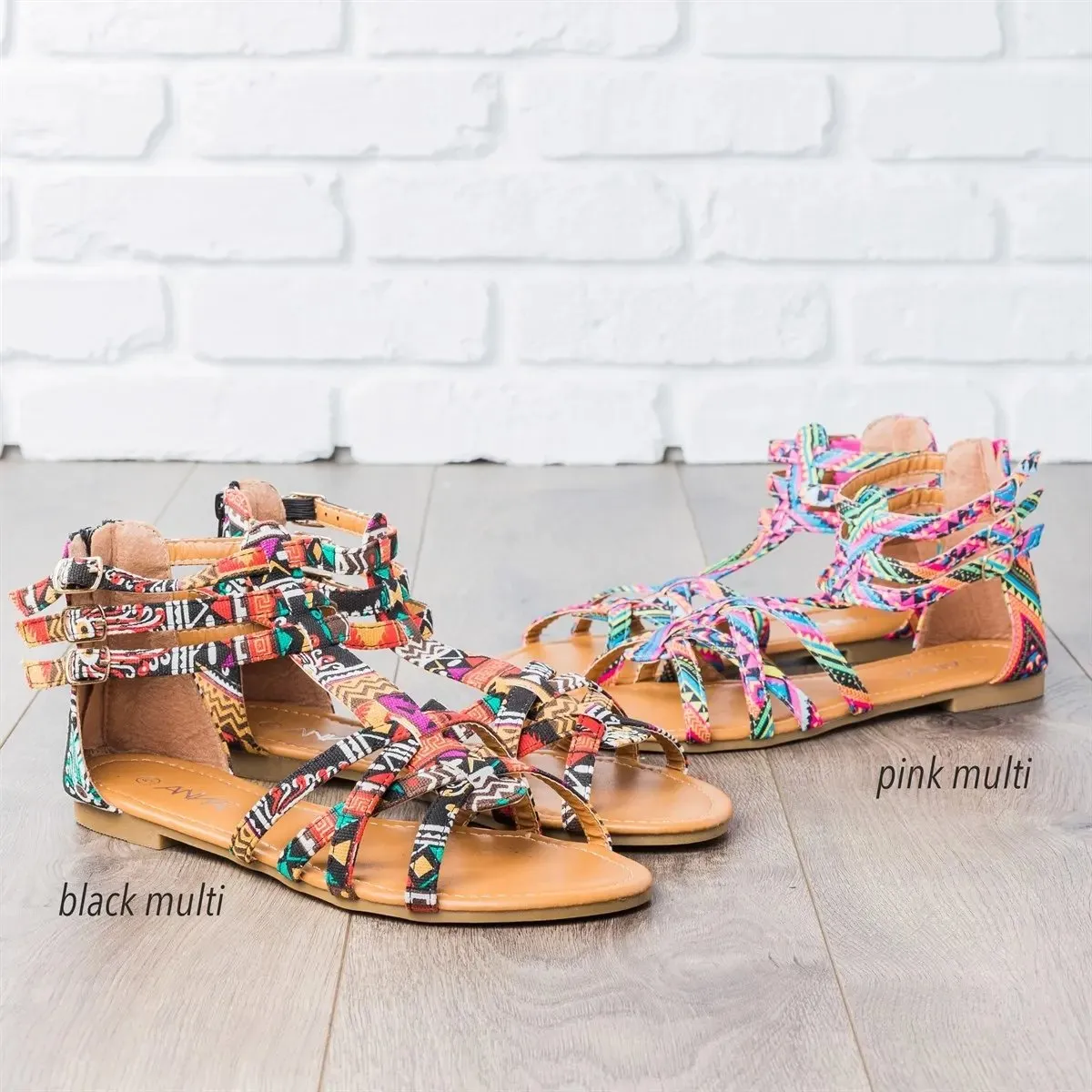 Strappy Gladiator Criss-cross Front Back Zippers Sandals