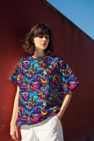 Street Art Style Women's All-Over Printed Tee
