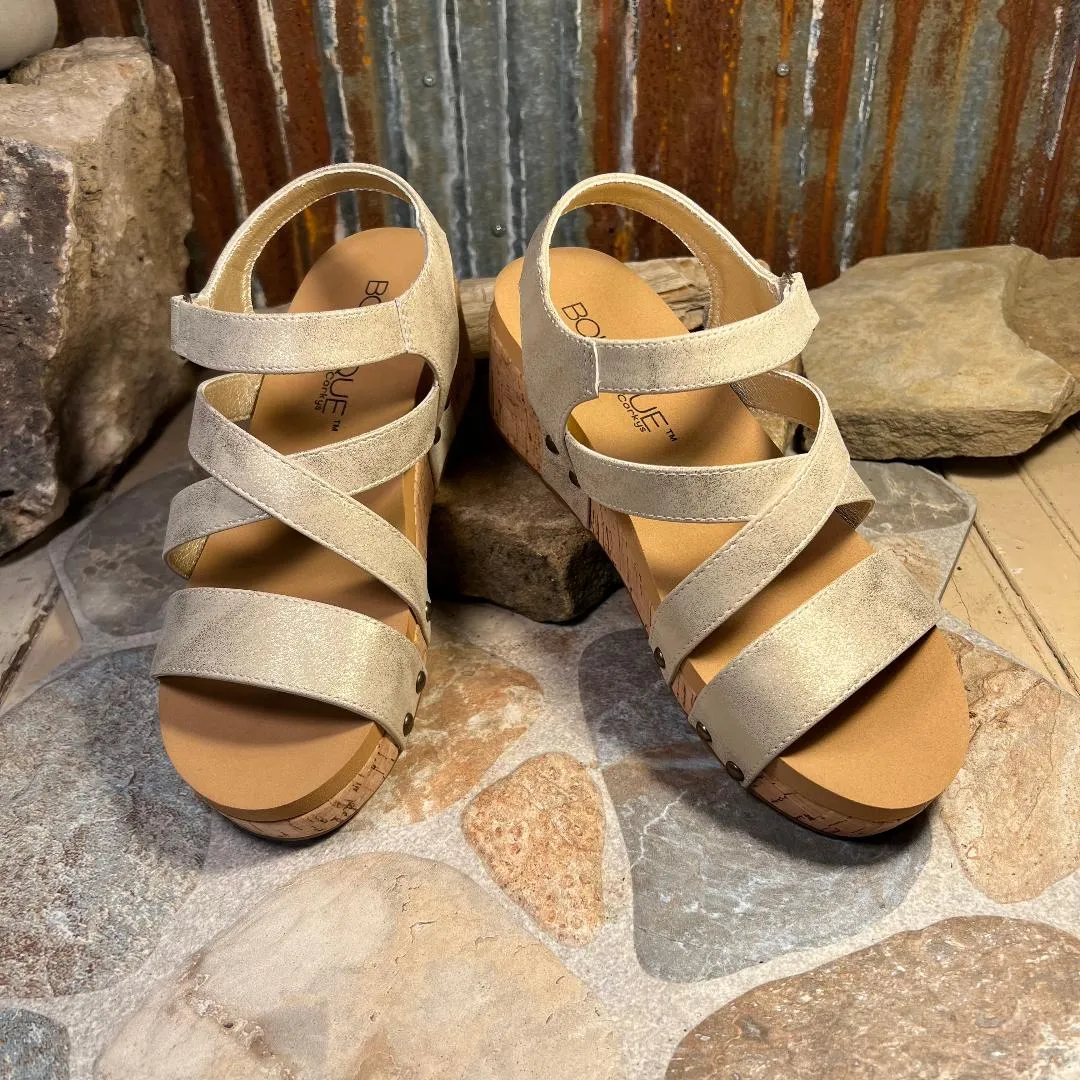 Sun Down Gold Wedge/Sandal