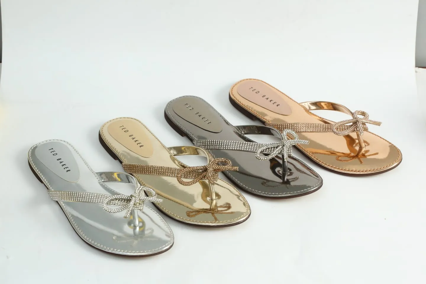 TED BAKER Bow Rhinestone Flat Slippers
