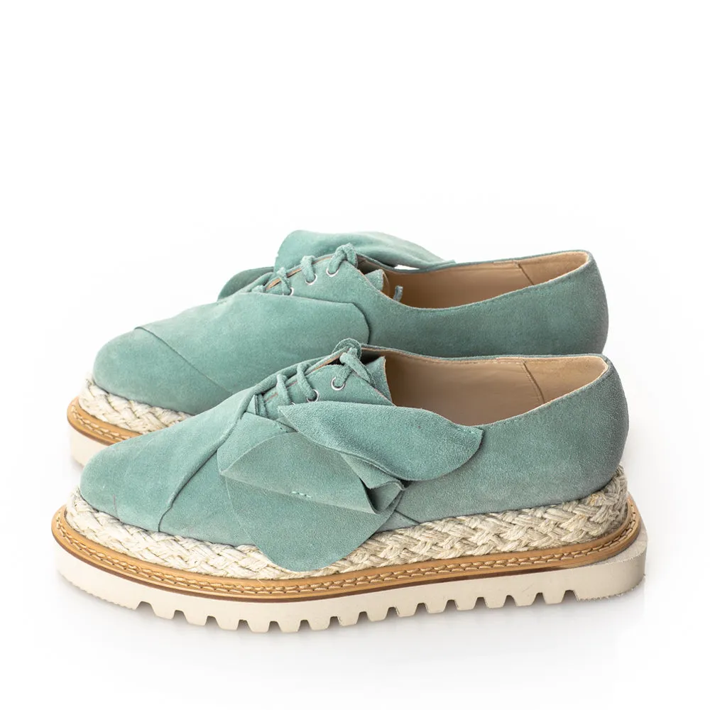Tulips blue flat platform shoes