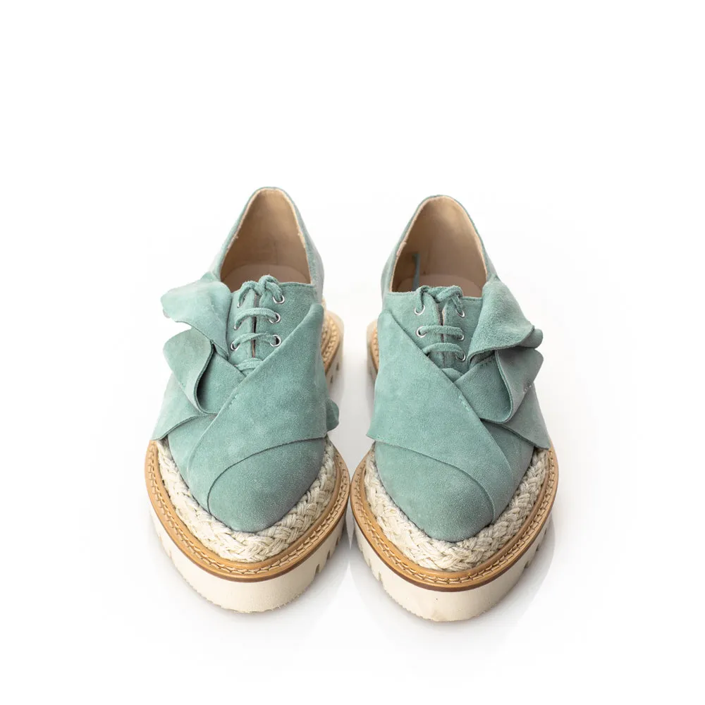 Tulips blue flat platform shoes
