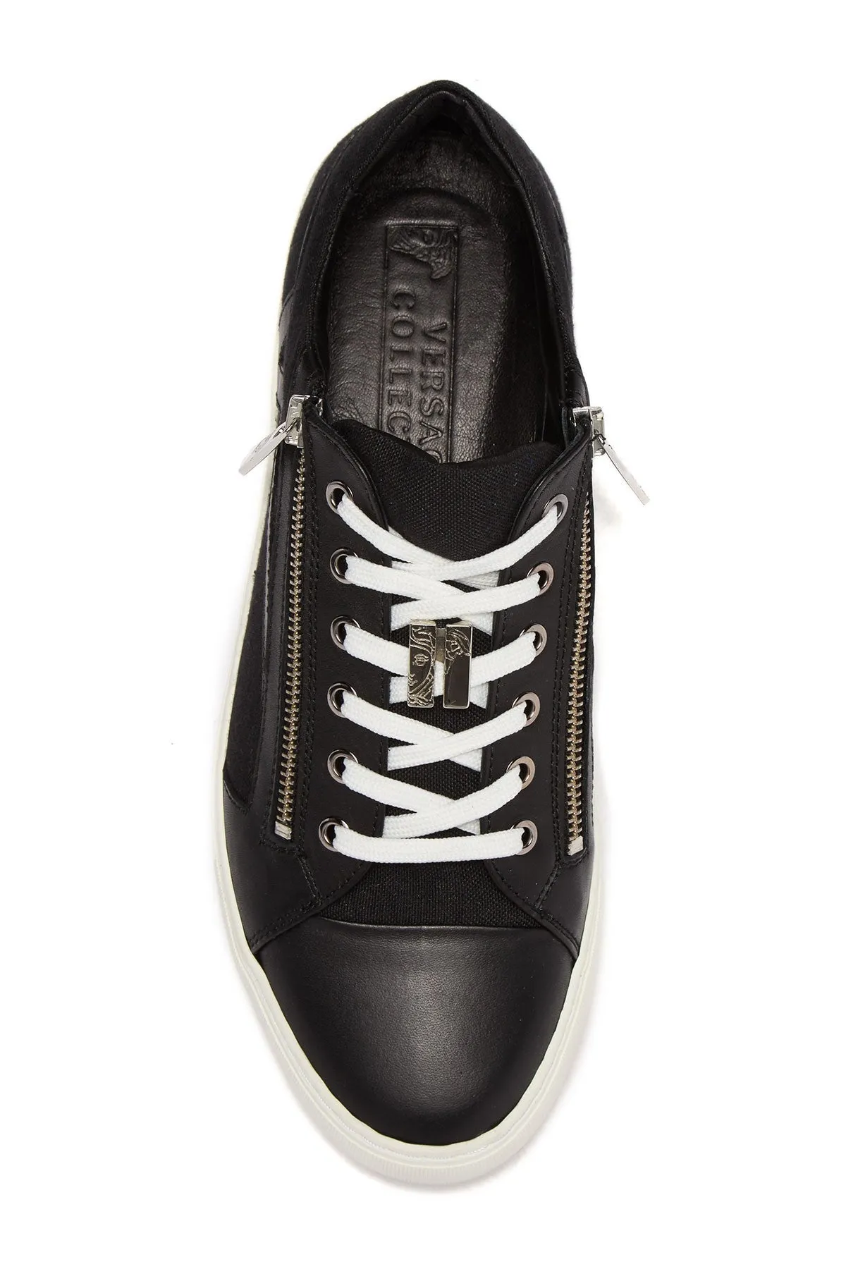 Versace Collection Double Zip Leather Sneakers