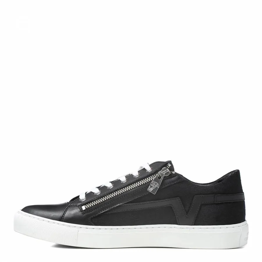 Versace Collection Double Zip Leather Sneakers