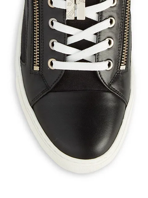 Versace Collection Double Zip Leather Sneakers