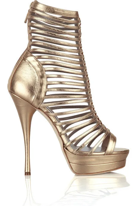 Versace - Gold back Zip Strappy platform sandals - IT 39