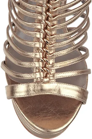 Versace - Gold back Zip Strappy platform sandals - IT 39