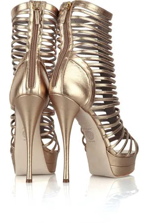 Versace - Gold back Zip Strappy platform sandals - IT 39