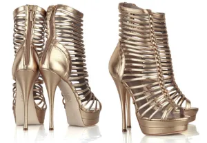 Versace - Gold back Zip Strappy platform sandals - IT 39