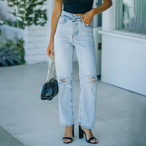 Vintage Ripped Wide Leg Jeans | CozyCouture®