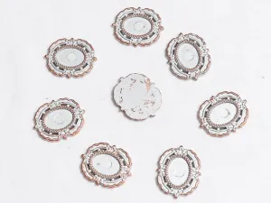 White Golden Designer Oval Plastic Beads - 32x25 mm
