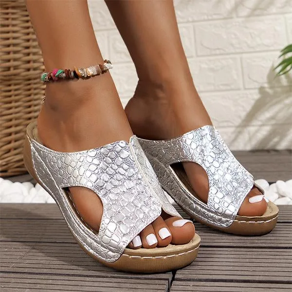 Women's Stone Pattern Fashion Thick Soled Slippers 02196794S