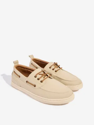 Yellow Beige Lace-Up Shoes